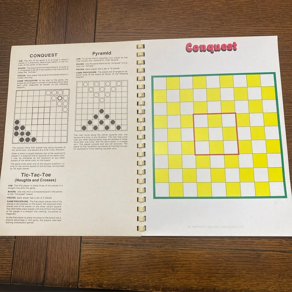 Vintage 1980 AMAV Game Book 17 game boards 30 different games Book Only